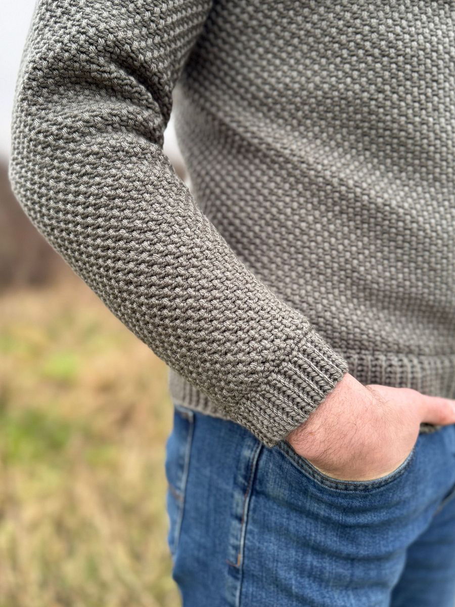 Herringbone Moss Men's Crochet Sweater Pattern product image (10)