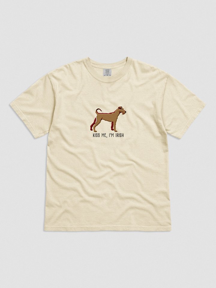 Kiss Me, I'm Irish T-Shirt(Embroidered) of an Irish Terrier(Tan) product image (51)