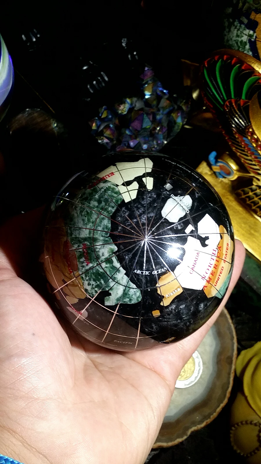 493.3g Gemstone Globe Paperweight with Black Glass Water product image (5)