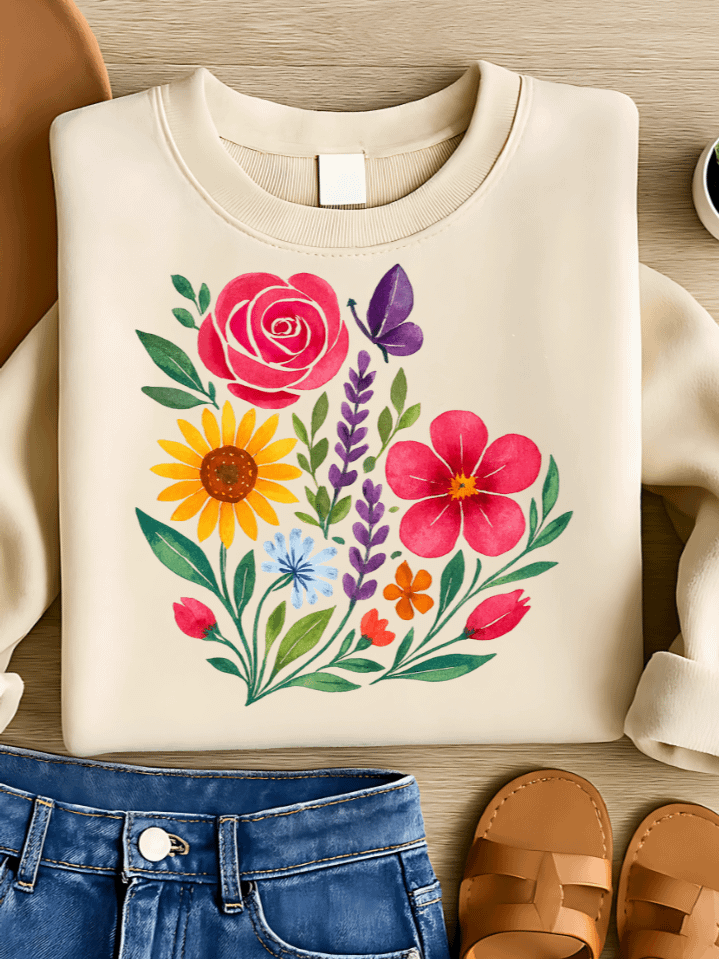 Floral Cat Spring Sublimation PNG – Whimsical Cat & Flower Clipart for T-Shirts – Fresh & Playful Seasonal Design – 300 DPI Instant Digital Download product image (1)