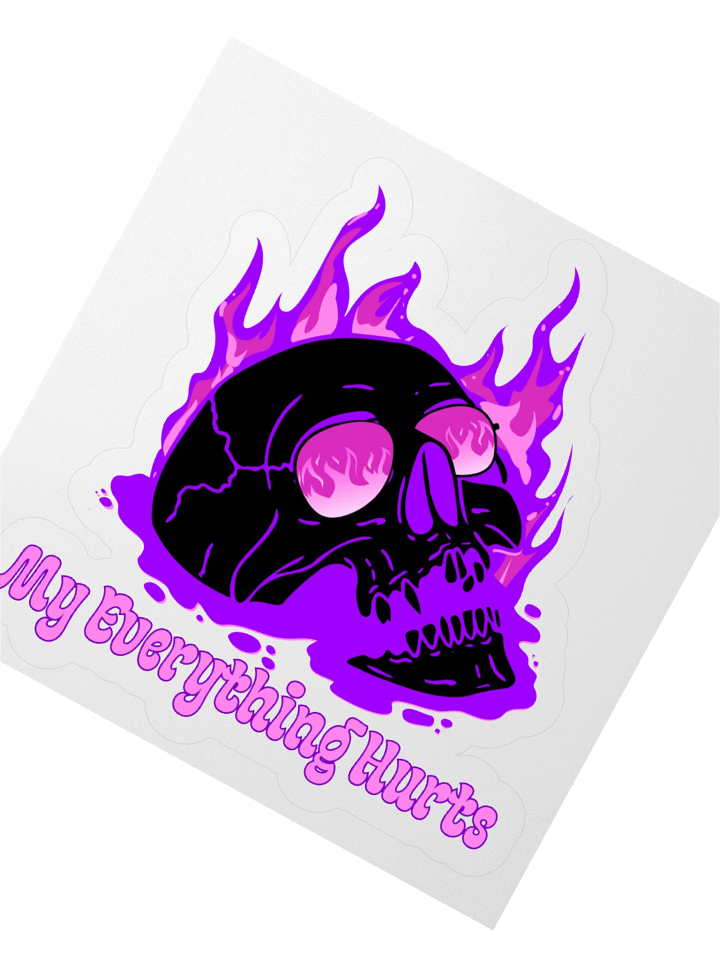 Small My Everything Hurts! Purple Skull Sticker product image (2)