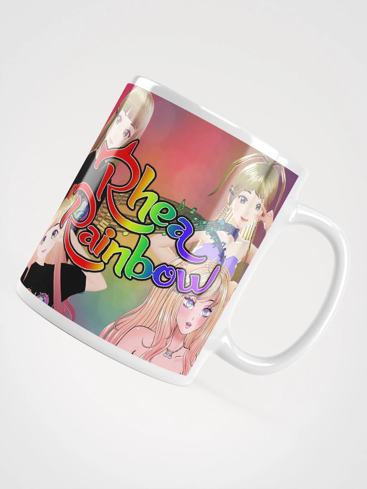 🌈Rhea Rainbow White "POGgression" Glossy Mug! ☕ product image (12)