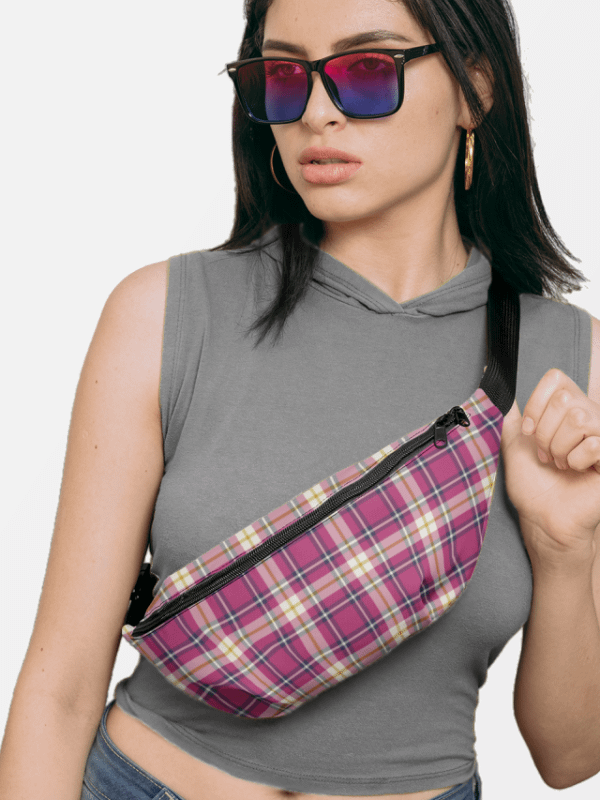 Hot Pink and Navy Blue Plaid Fanny Pack product image (1)