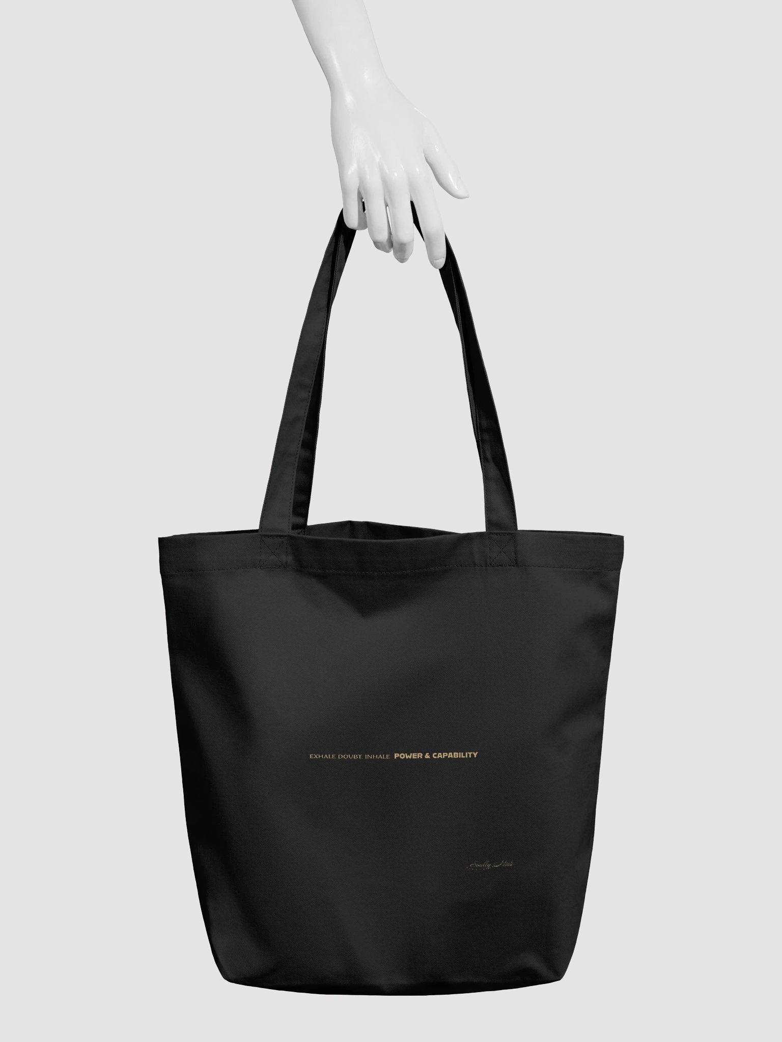 Soully Mine- GOLD PRINT Exhale, Inhale Tote Bag in Black product image (4)