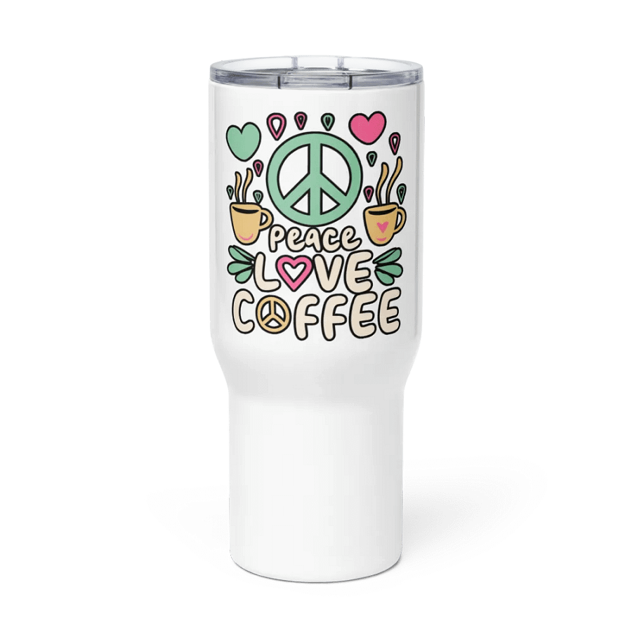 Peace Love Coffee Addict Travel Mug With Handle product image (2)