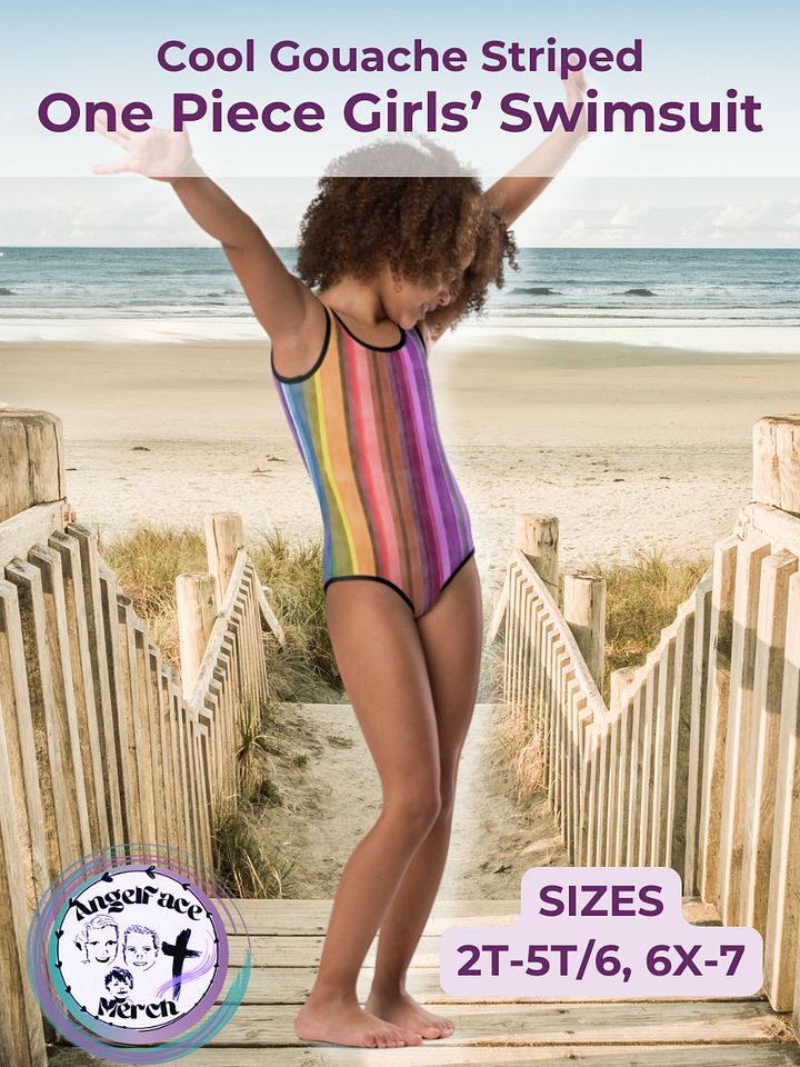 Cool Gouache Striped One-Piece Girls Swimsuit product image (1)