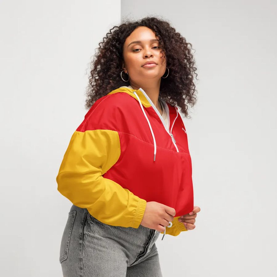 'Caligirl' Red/Yellow Women's Cropped Windbreaker product image (3)