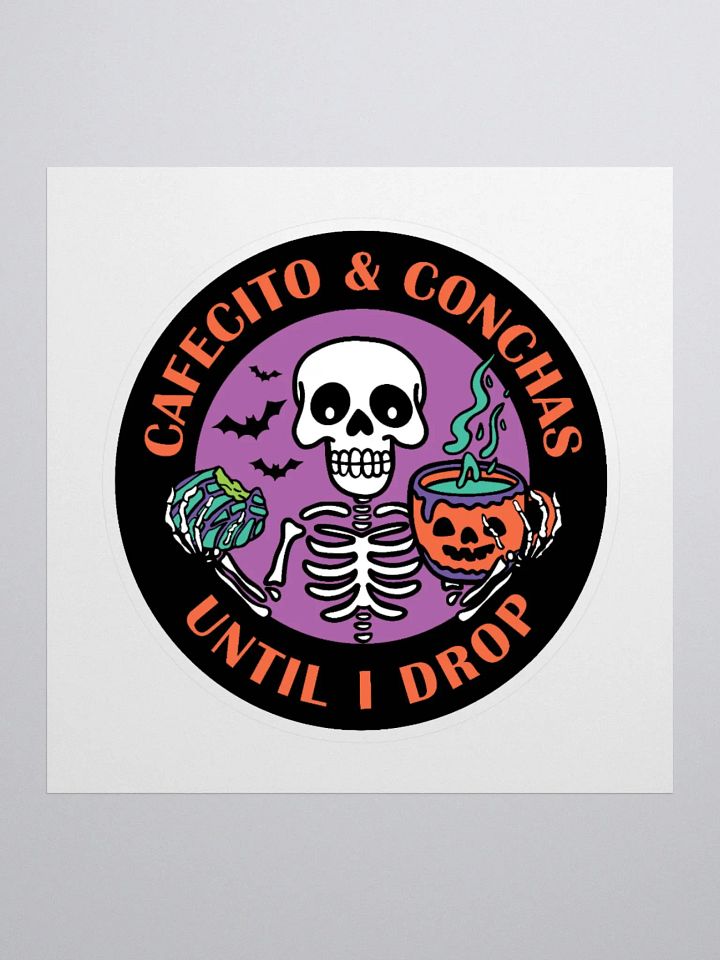 Cafecito and Conchas Halloween Skeleton Ghost Circle Sticker product image (1)