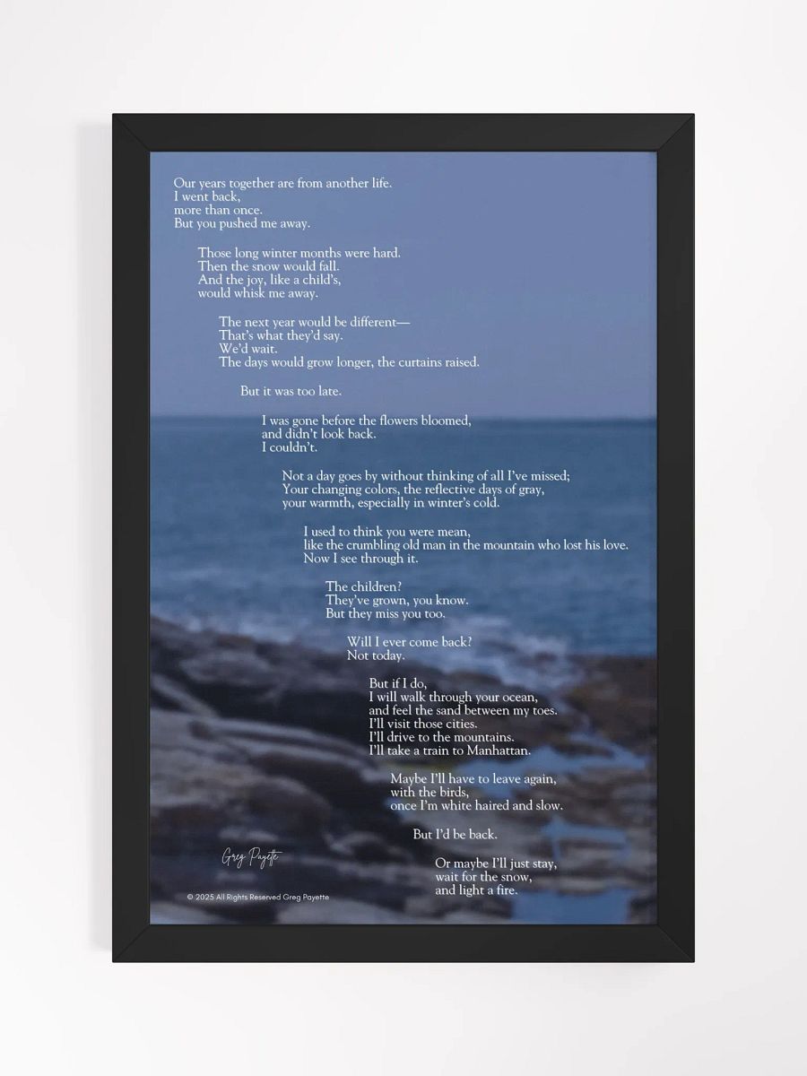 "New England" - Poem Print by Greg Payette (Photo from Beavertail Park in Jamestown, Rhode Island) product image (1)