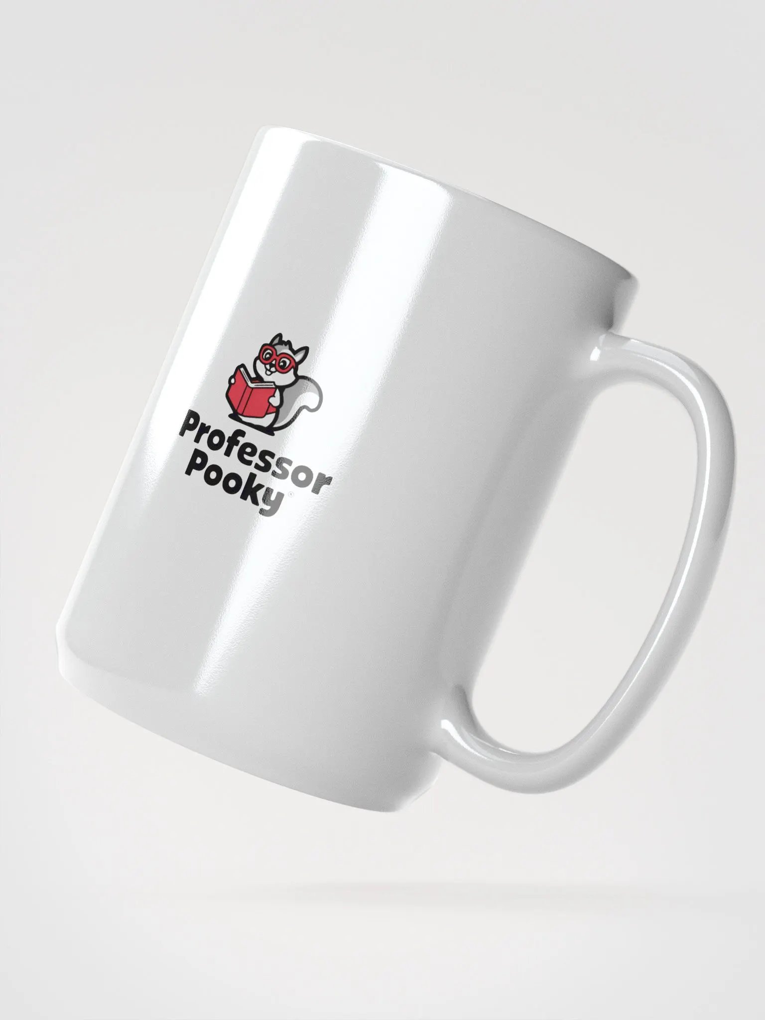 Large Mug: Professor Pooky, Red Book, Glasses and Grey Scale Squirrel product image (2)