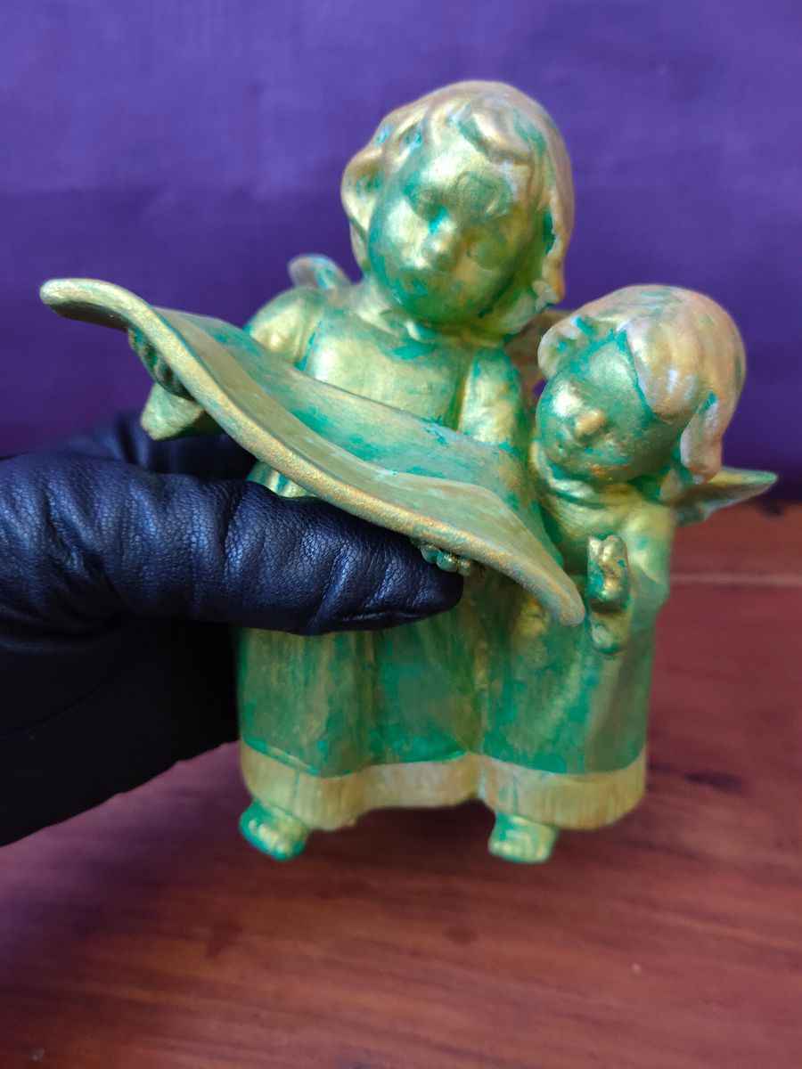Dupla de Anjos Cantores Verdes - Exclusiva, Pintada à Mão product image (9)