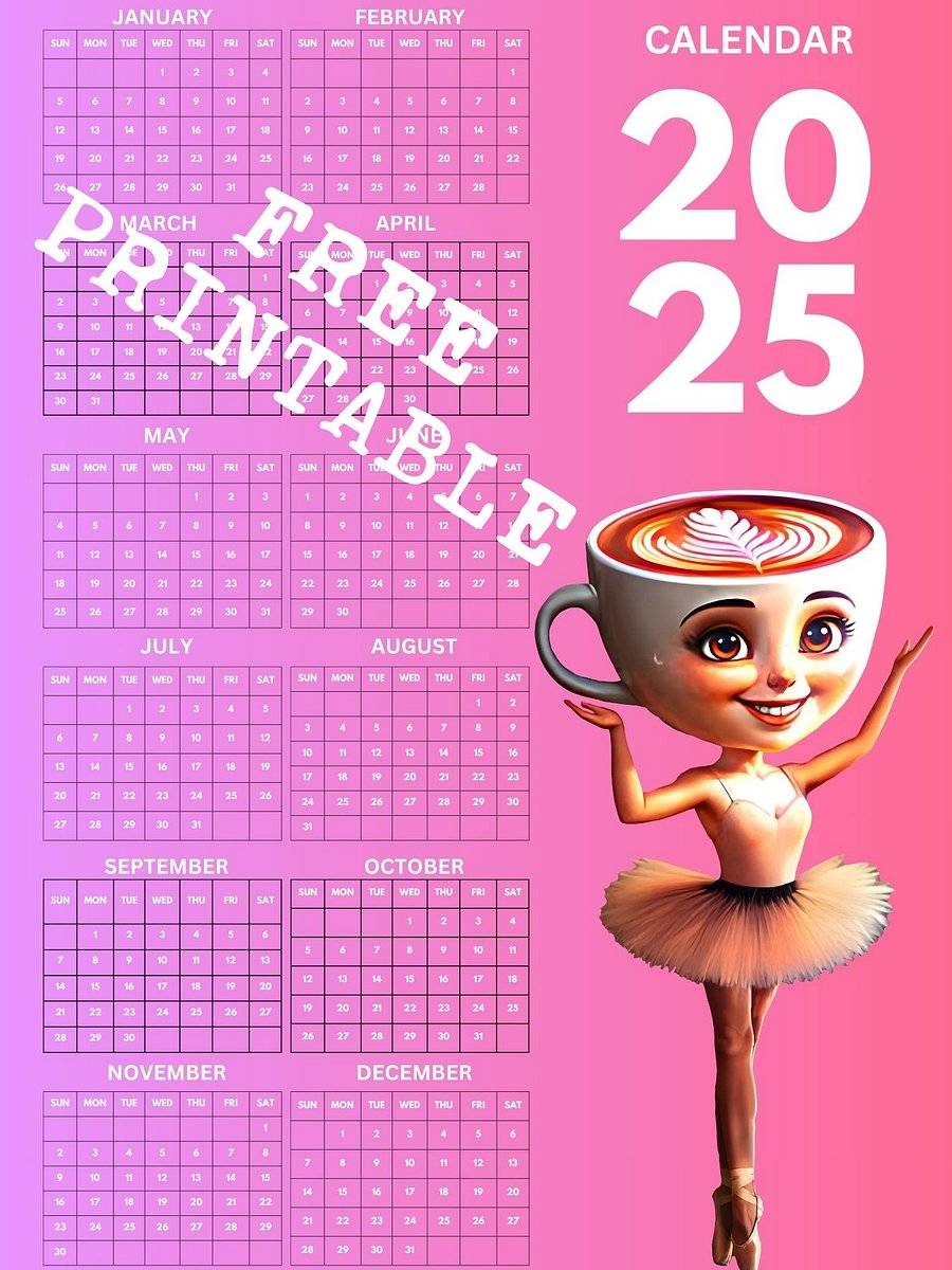 2025 Pink Yearly Calendar – Ballerina Cappuccina product image (1)