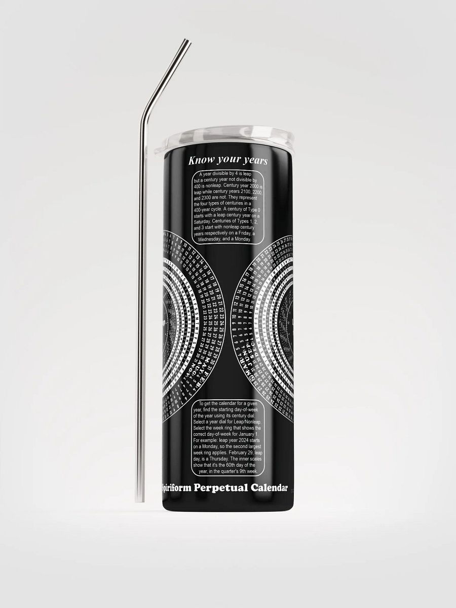 Spiriform Perpetual Calendar Stainless Steel Tumbler product image (1)
