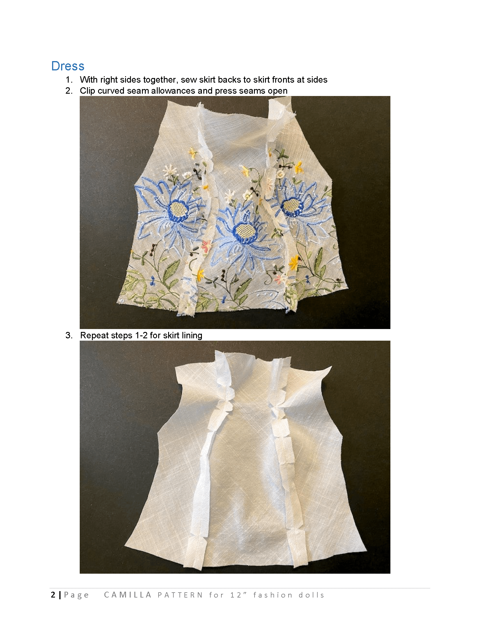 Camilla sewing pattern for 12" fashion dolls product image (3)