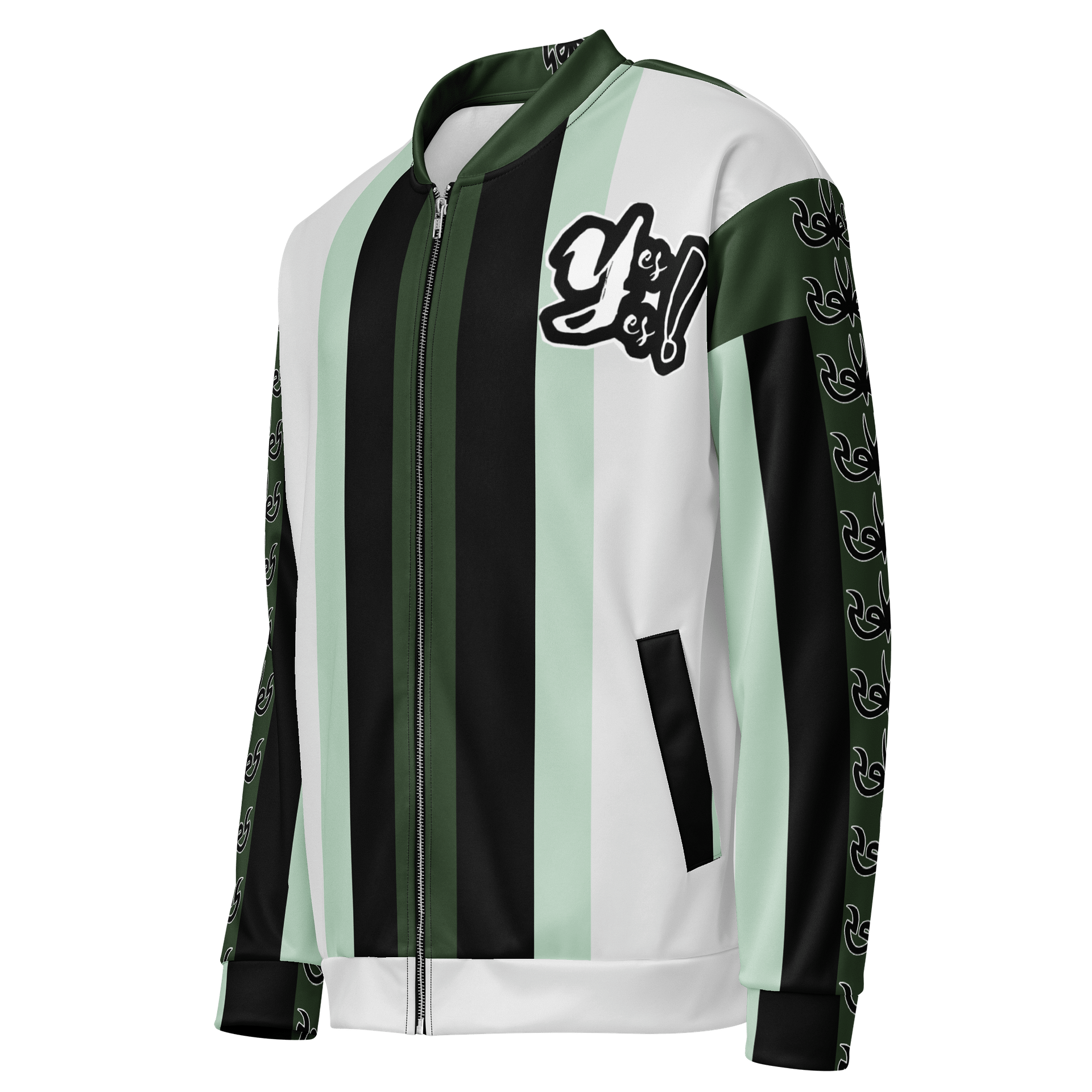 Green Striped Delight Bomber Jacket product image (3)
