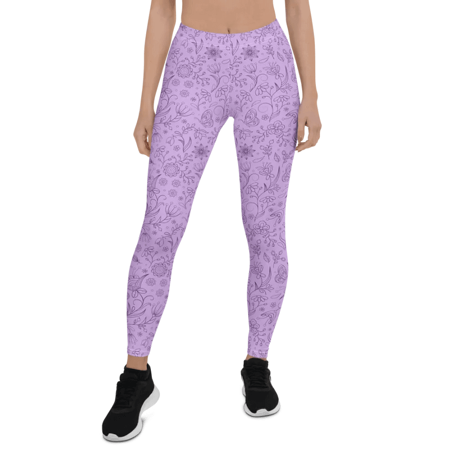 Light Purple Lilac Floral Women's Leggings product image (3)