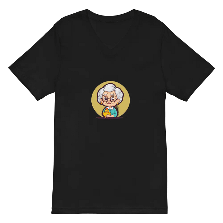 Elderly Woman and Chicken Illustration V-Neck Tee product image (2)