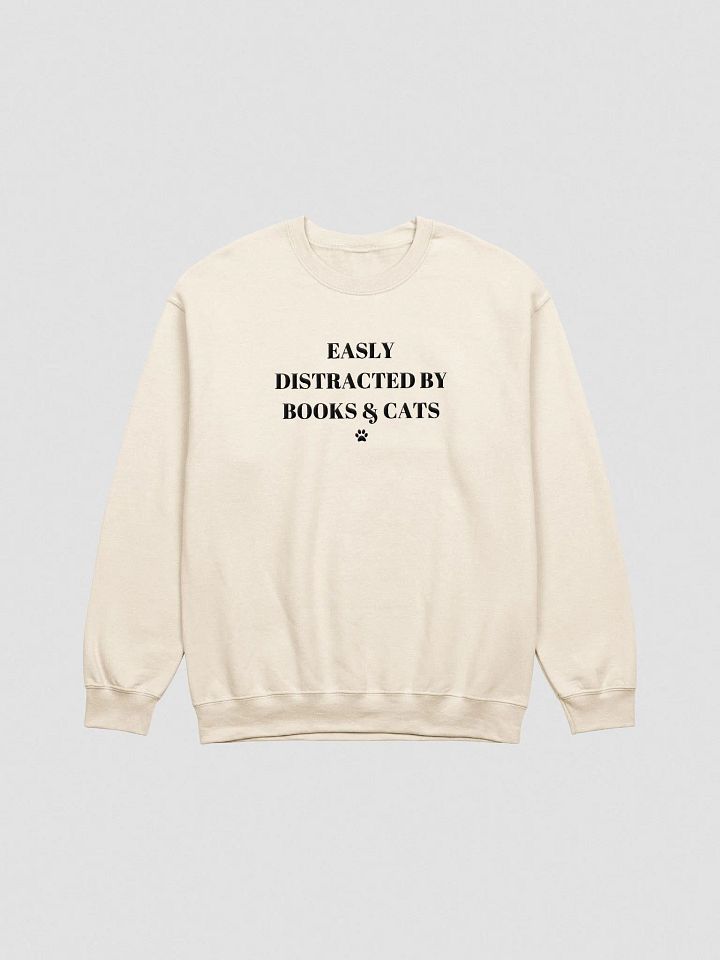 Easily Distracted by Books & Cats' Fun Embroidered Design Sweatshirt product image (2)
