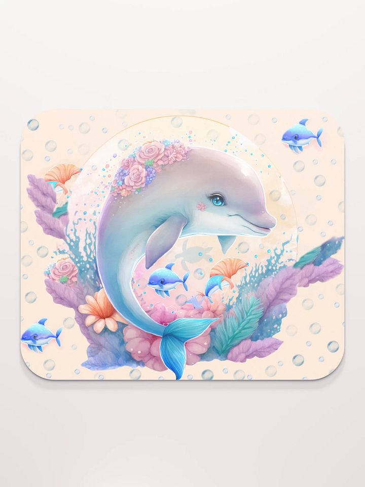 Beautiful Dolphin with Pink Flowers Mousepad product image (2)