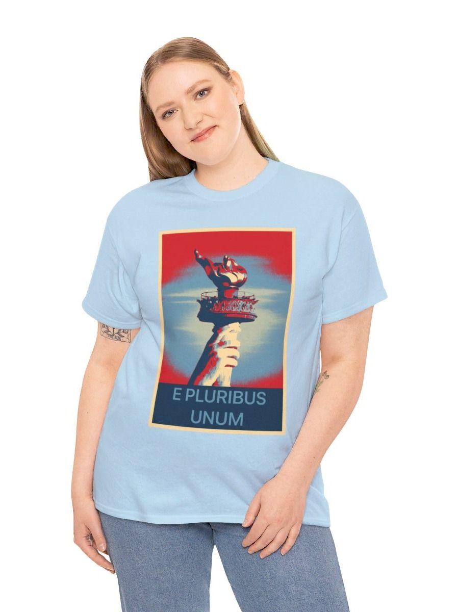 E Pluribus Unum 100% Cotton Patriotic T-Shirt Nonpartisan Blue product image (4)