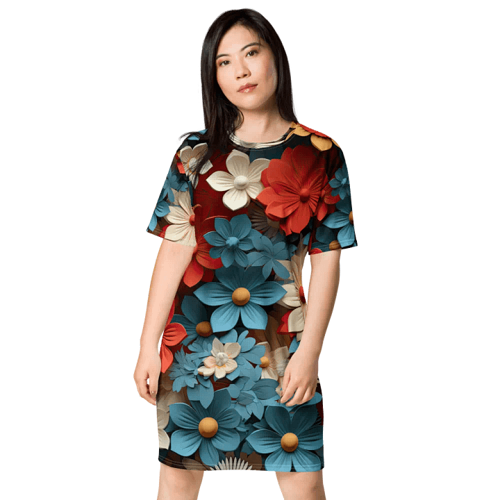 3D-Ditsy-Flowers-Seamless-Patterns T-shirt Dress - V2 product image (1)