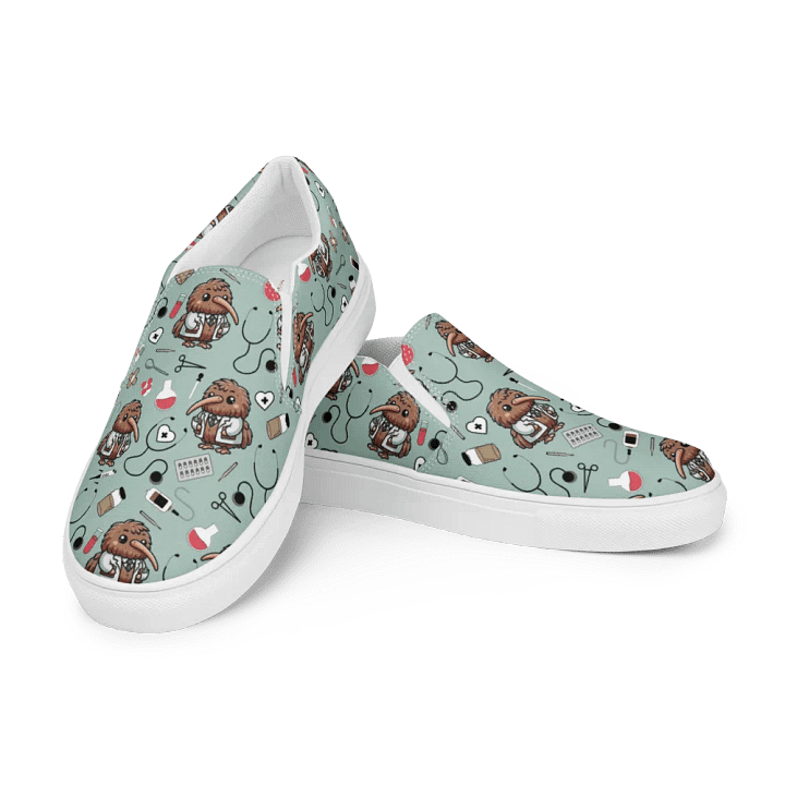 Cute Medical Kiwi Slip-On Canvas Shoes (Opal) product image (1)