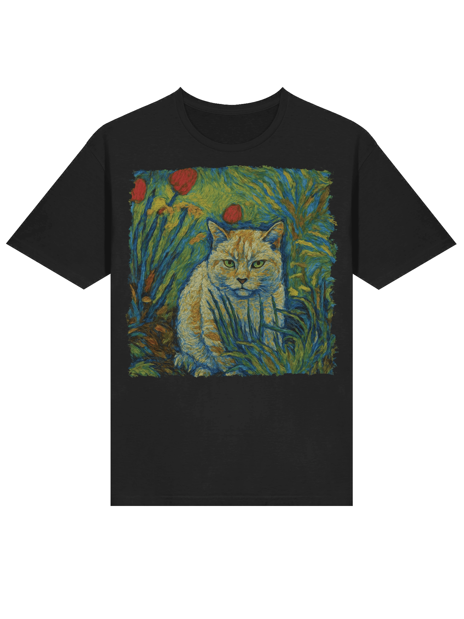 Staring Cat in Garden Van Gogh Style T-Shirt product image (25)