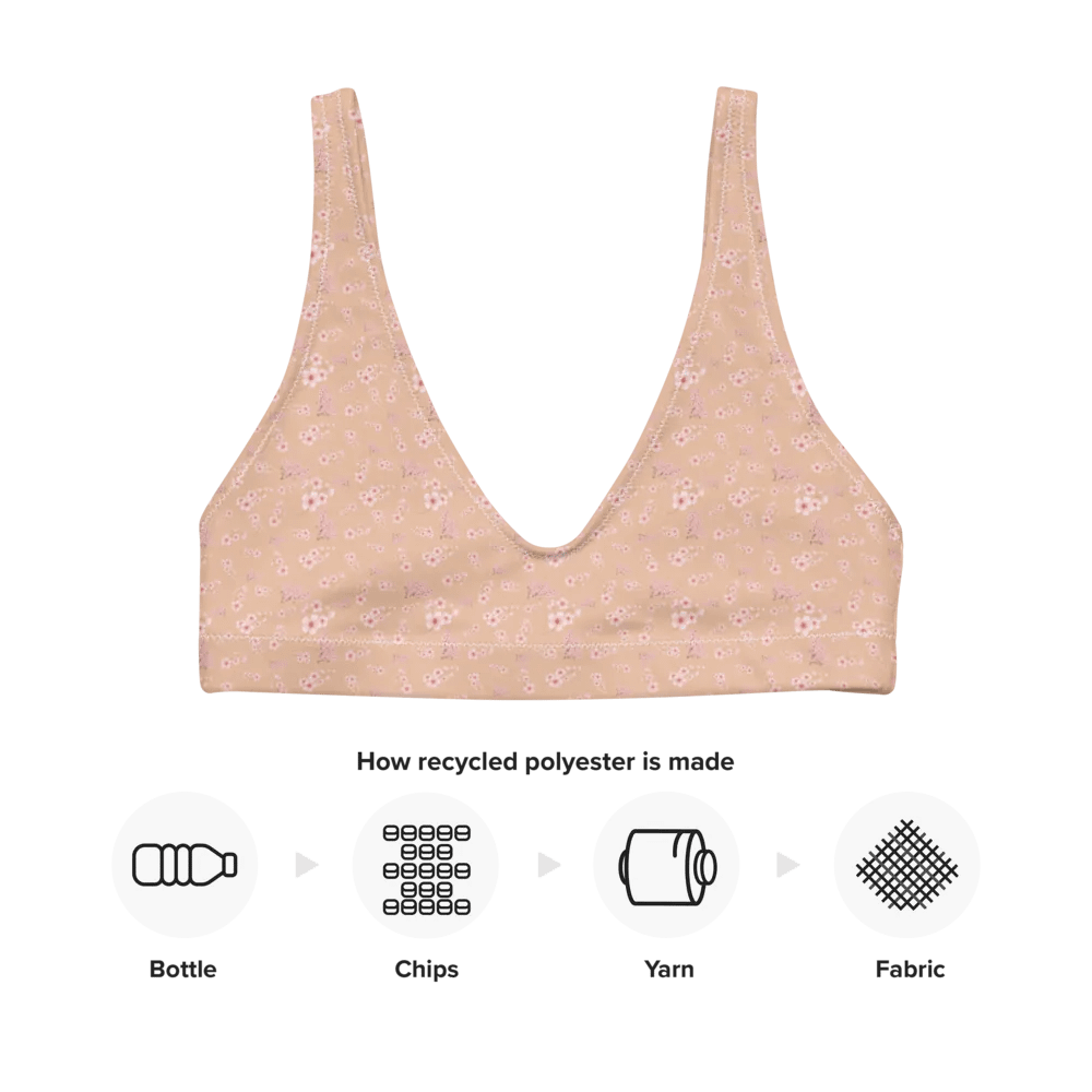 Cherry Blossoms on Cream Eco-Green Padded Bikini Top product image (9)