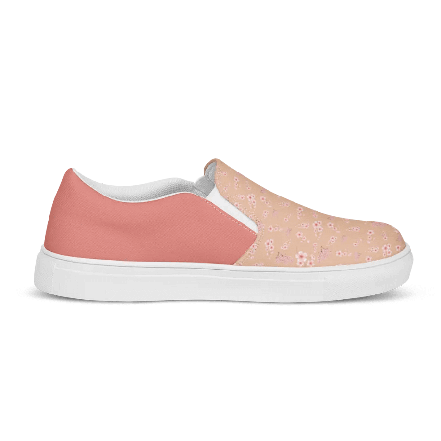 Cherry Blossoms on Cream Women's Slip-On Canvas Shoes product image (3)
