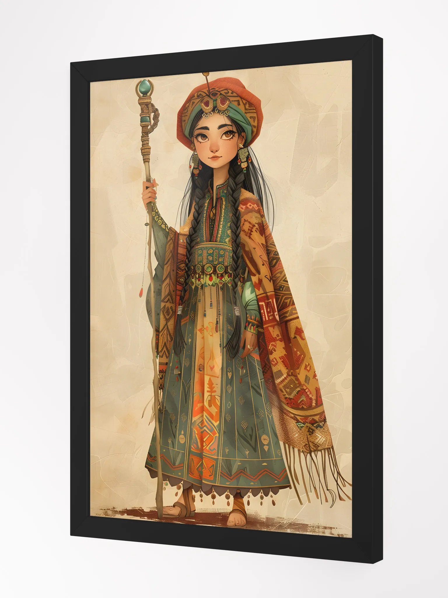 Enchanting girl in colorful attire with mystical staff. product image (2)