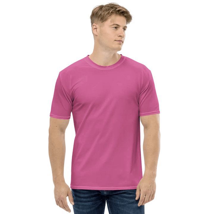 Plain Medium Pink Light Summer Men's Crewneck Polyester Heavyweight Premium T-Shirt by Treasure Pie product image (1)