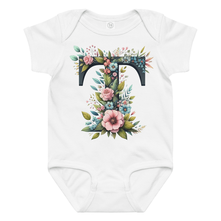 Floral Letter T Baby Bodysuit product image (1)