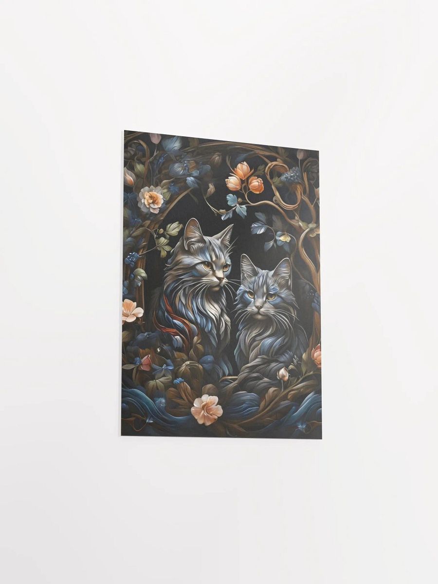Regal Cats & Floral Art Poster product image (12)