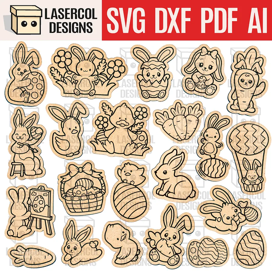 Easter Cutouts/Paint Kit Set 1 & Set 2 - Laser Cut Files product image (1)