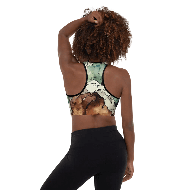 Beach Design - Green-White-Brown - All-Over Print Padded Sports Bra product image (1)