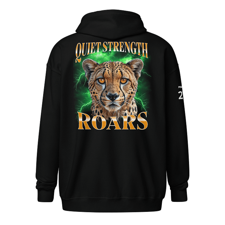 Quiet Strength Roars - Cheetah Inspirational Quote - Zipper Hoodie with Psalm 27 product image (2)