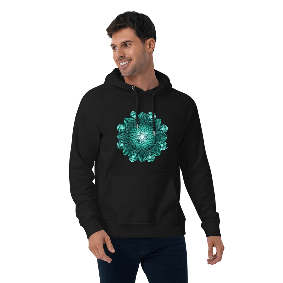 Turquoise Dot Mandala Unisex Eco Hoodie product image (3)