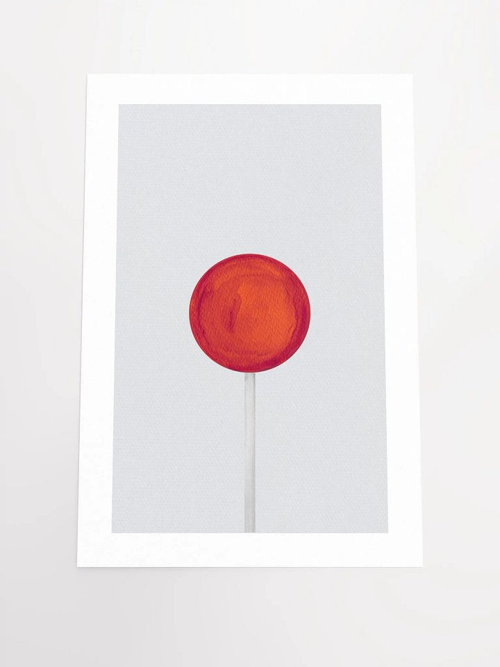 Minimalist Red Lollipop on Light Gray Background Wall Art product image (2)
