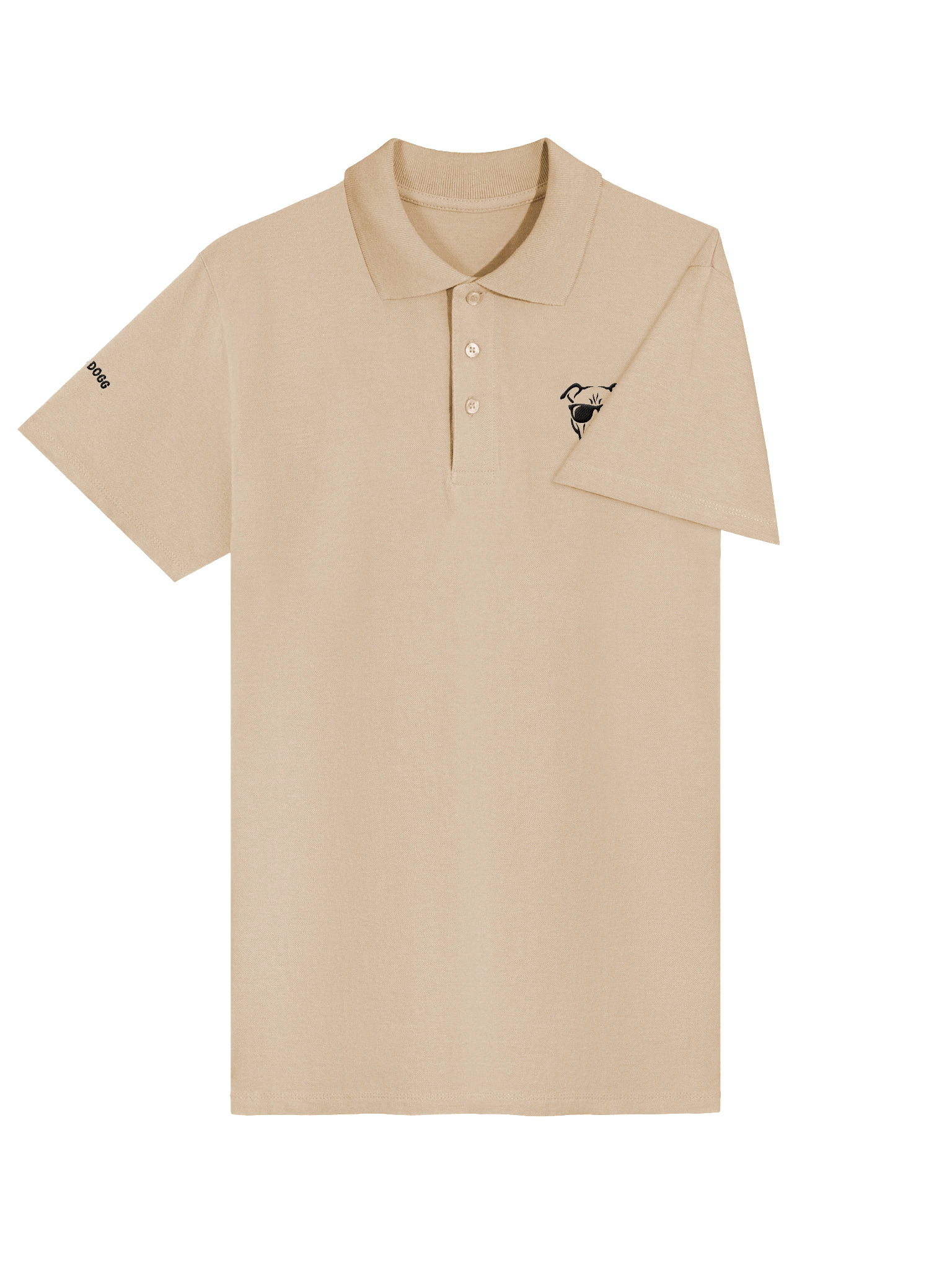 Embroidered Polo Shirt - Pocket and Sleeve - Black on Tan product image (4)