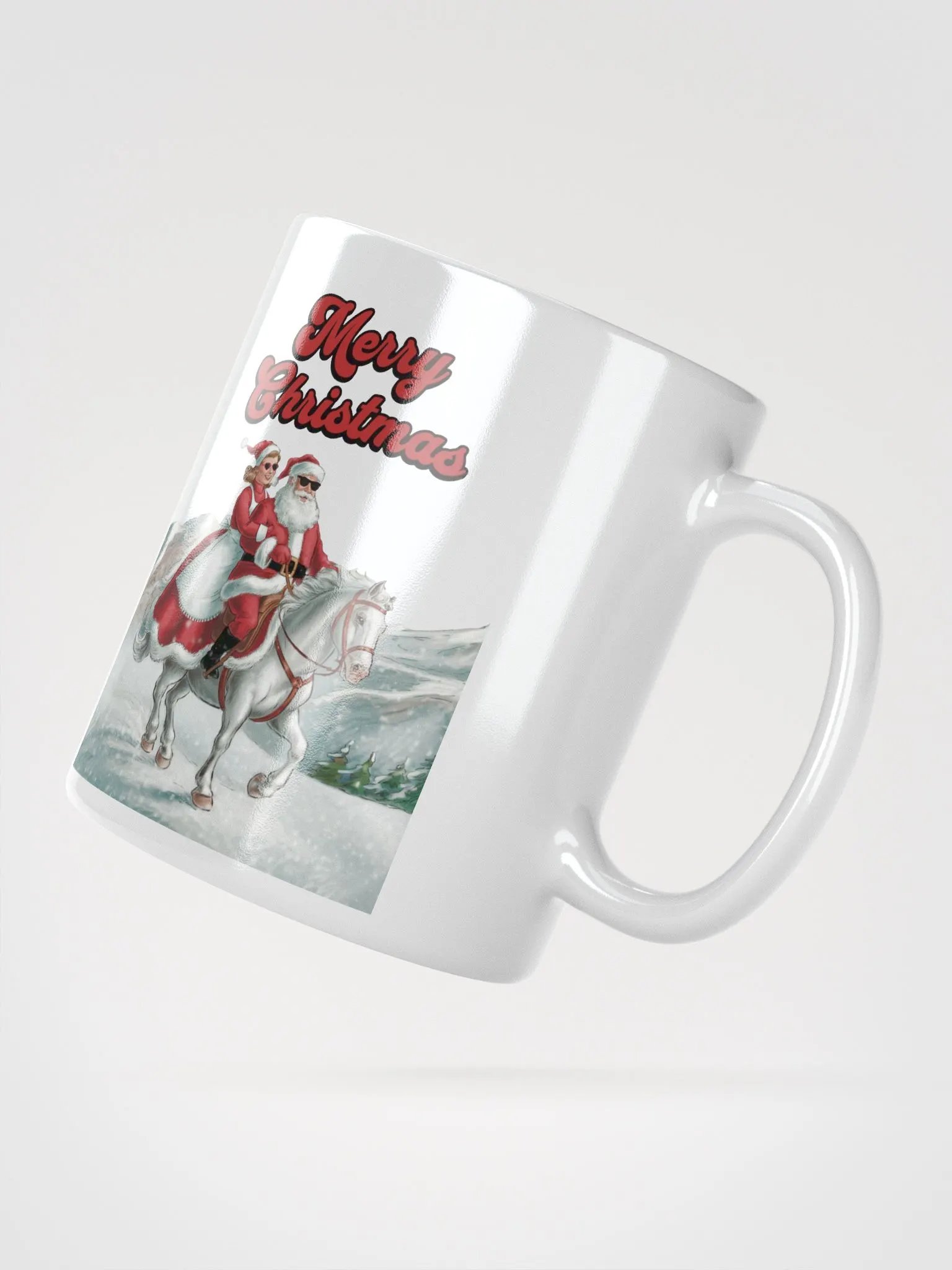 Mr. and Mrs. Santa Claus Horse Riding White Mug product image (4)