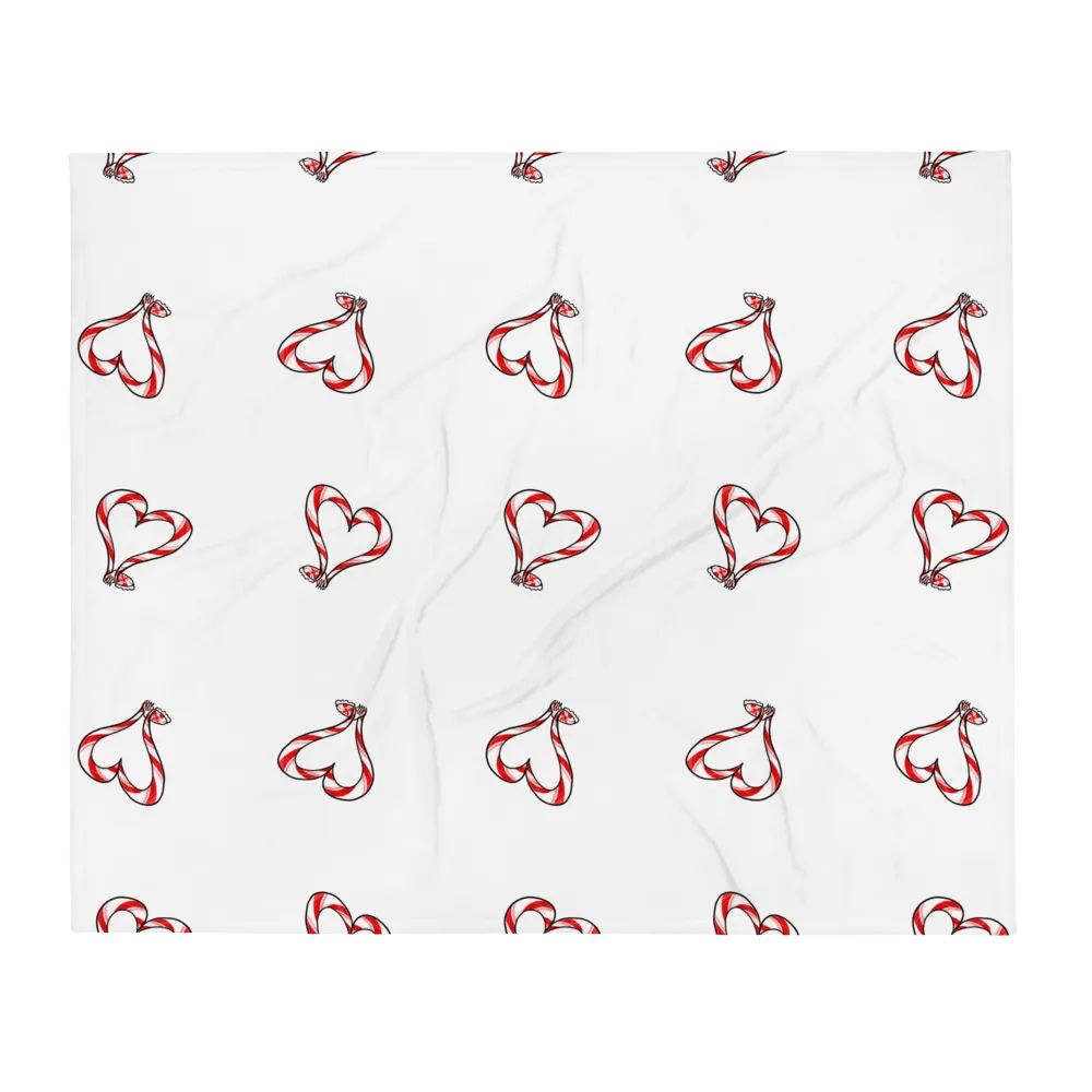 Candy Cane Tentacle Heart Throw Blanket product image (2)