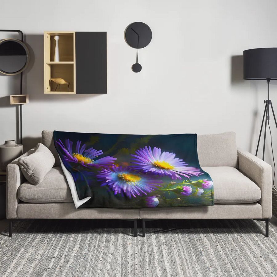 Aster Flower Violet Garden Flowers Throw Blanket product image (3)