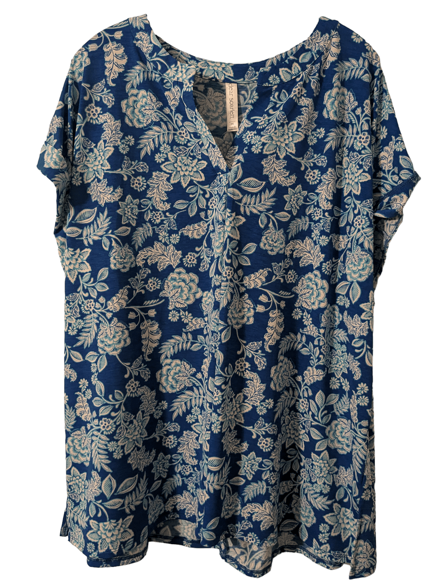 3X Dear Scarlett Blue V-Neck Short-Sleeve Top product image (1)