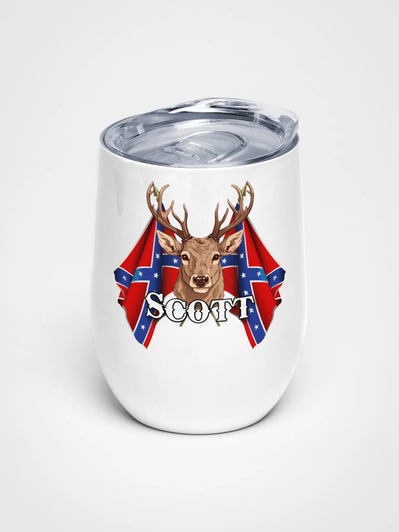 "Scott" Last Name Rebel Redneck Deer - Wine Tumbler product image (1)