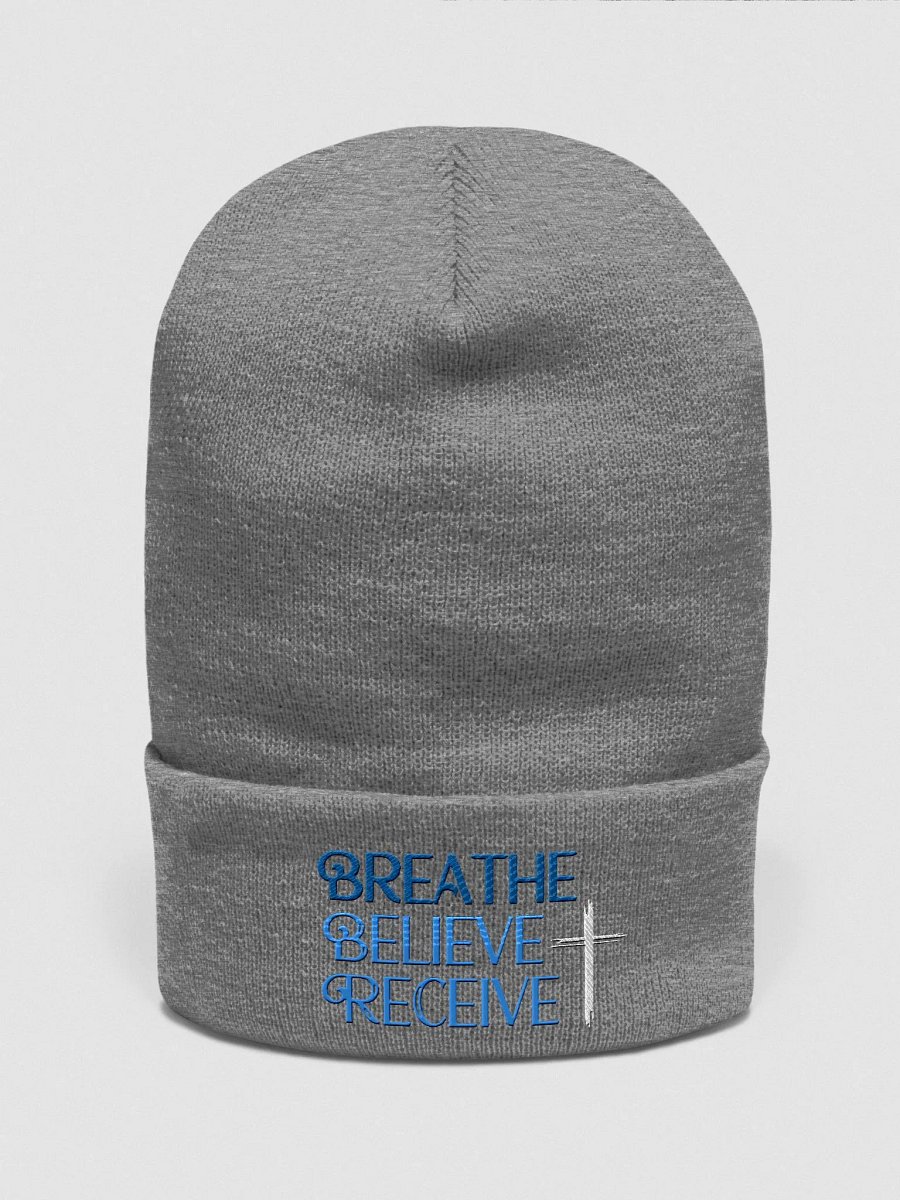 Breathe Believe Receive Yupoong Cuffed Beanie, Inspirational Motivational, Self-Affirmation, Positive Vibes, Gift Idea product image (2)