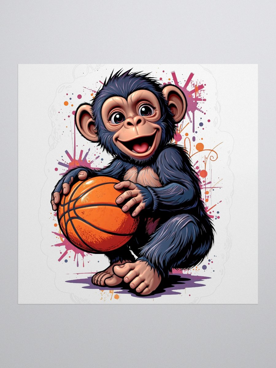 Playful Monkey Basketball Kiss Cut Stickers product image (2)