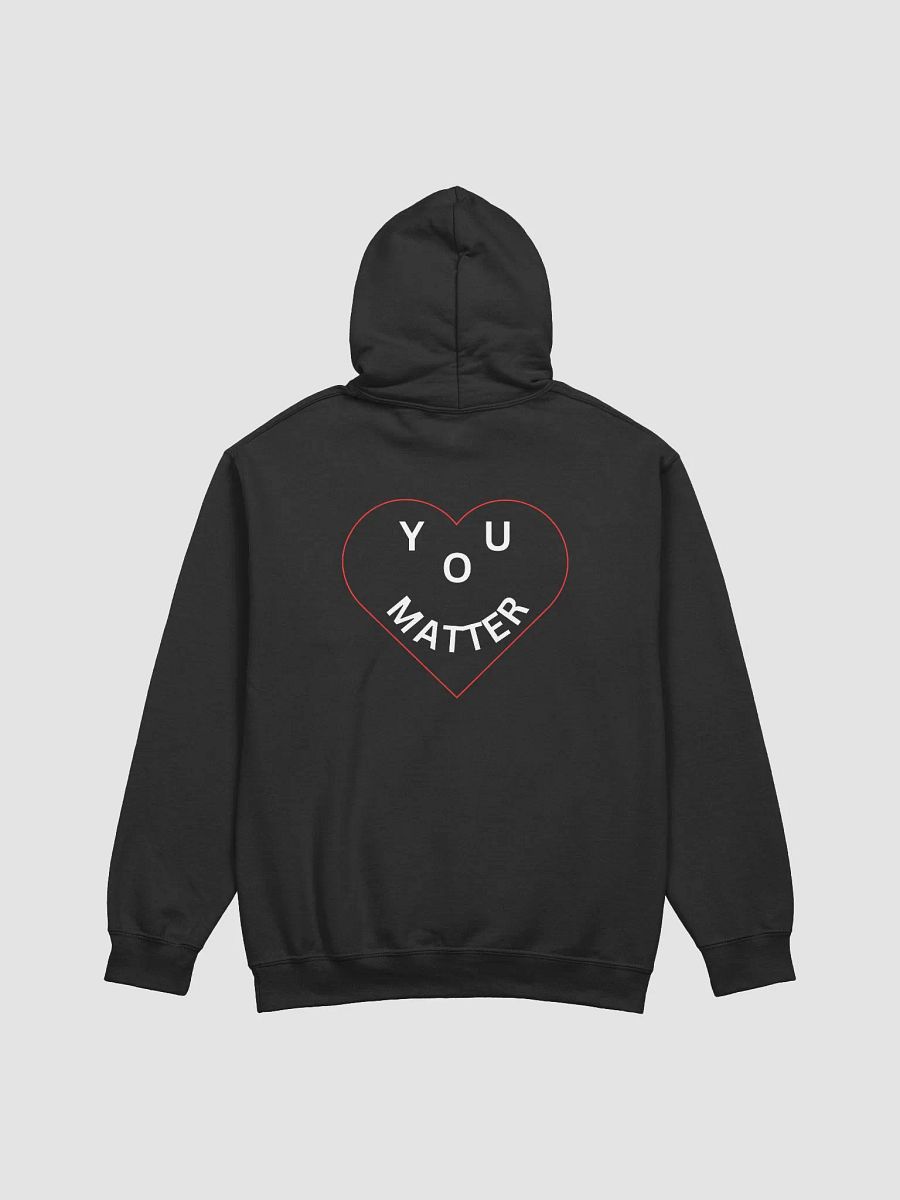 Love - You Matter : - ) Full Back Design Red/white - Classic Hoodie - Black product image (3)