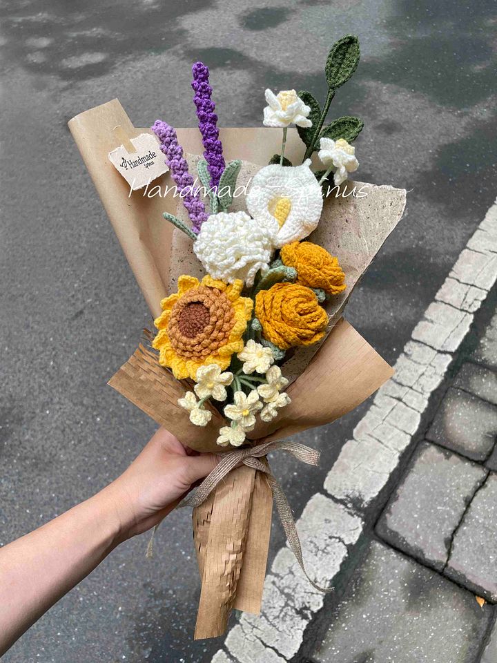 Sunflower & Lavender Temptation Crochet Knit Bouquet product image (2)