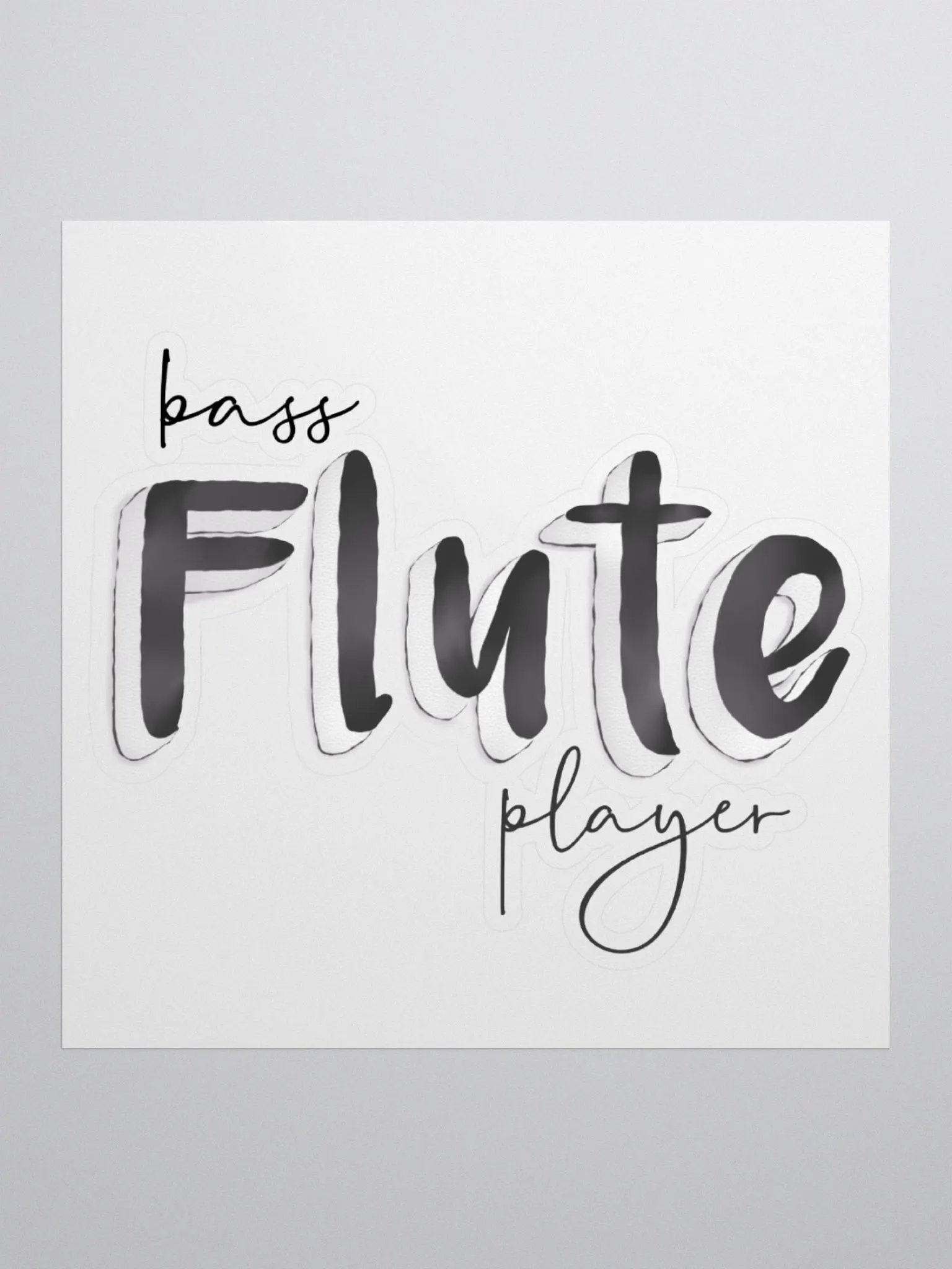 3D Bass Flute Player Typography Sticker product image (1)