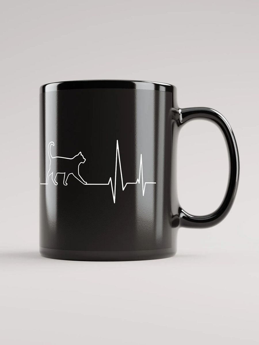 "Cat electrocardiogram" black glossy mug product image (4)